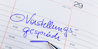 Termin_Vorstellungsgespräch Eintrag für ein Vorstellungsgespräch in einen Terminkalender.